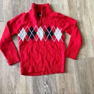 English Laundry Red Quarter Zip Argyle Pullover Sweater Boys sz 4